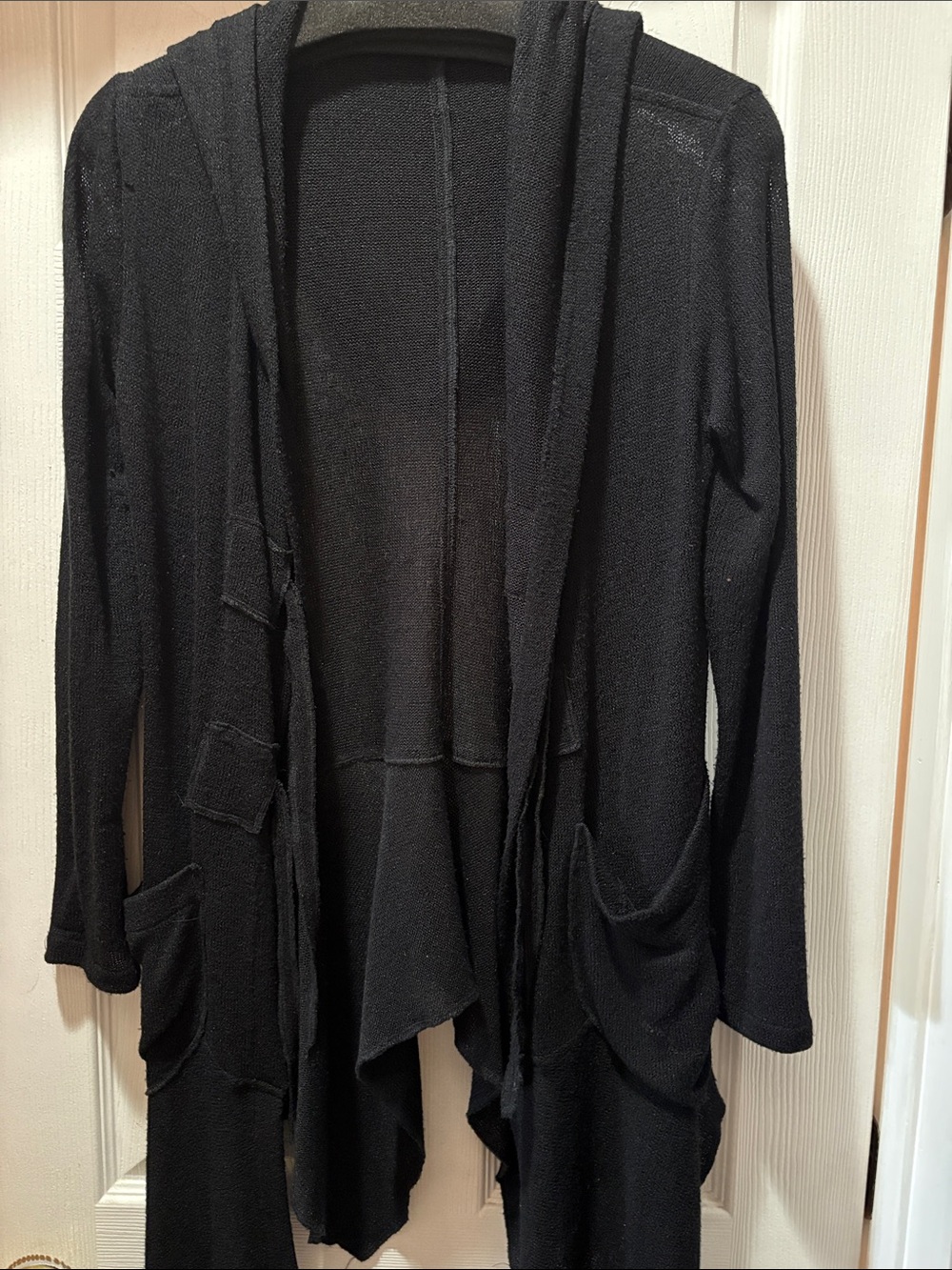 Dansko Black Open-Front Hooded Cardigan with Pockets